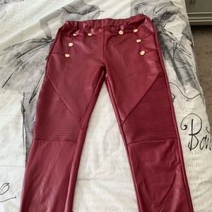 Faux Leather Moto Button Leggings